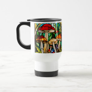Taza De Viaje Stained Glass Mushroom Art