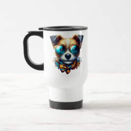 Taza De Viaje Stylish Dog With Glasses Colorful Modern Pet Art