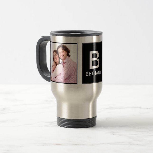 Taza De Viaje Stylish Modern Custom 2 x Photo Personalised (Anverso izquierdo)