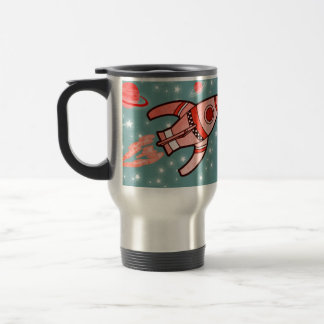 Taza De Viaje Su nombre 4 letras espacio cohete rojo niños verde