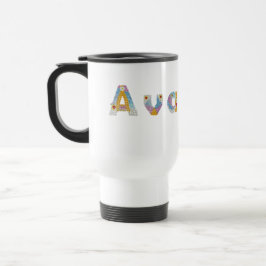 Taza De Viaje Su nombre en letras florales artísticas / Ava