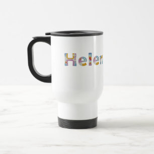 Taza De Viaje Su nombre en letras florales artísticas / Helen