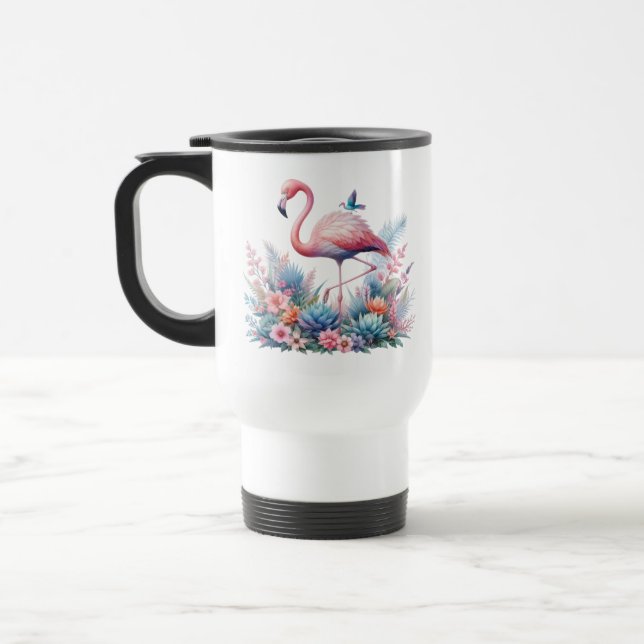Taza De Viaje Sublimación de flamenco rosa-95160 (Izquierda)