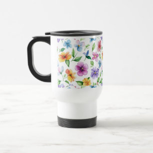Taza De Viaje Sublimación del patrón floral de flores-95652