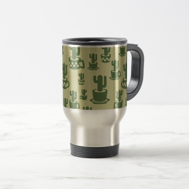 Taza De Viaje Succulent cactus silhouette in cups and pots  (Anverso derecho)