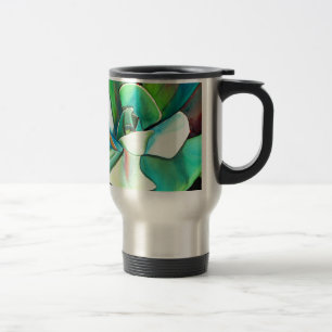 Taza De Viaje Suculento arte acuático azul y verde del desierto