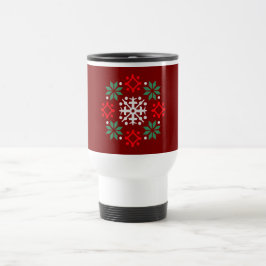 Taza De Viaje Suéter de Navidad con patrón de copo de nieve geom