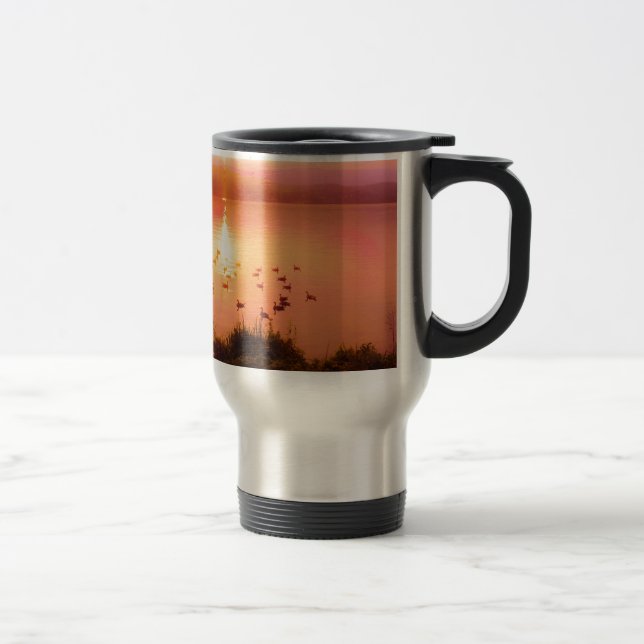 Taza De Viaje Sunset de lago rosa y melocotón (Derecha)