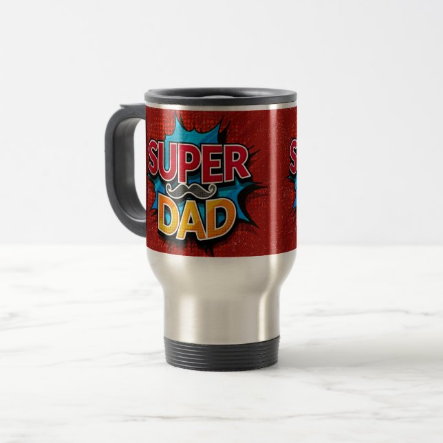 Taza De Viaje Super Dad Mustache Modern Grunge (Anverso izquierdo)