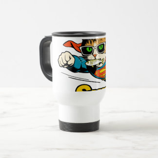 Taza De Viaje Super Gato Vuela con Pescado 