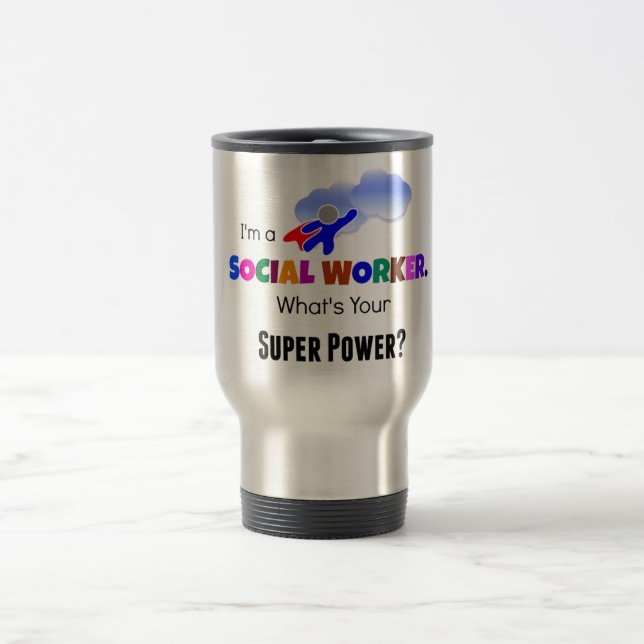 Taza De Viaje Superhéroe de trabajador social (Centro)