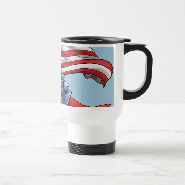 Taza De Viaje Superman sostiene la bandera estadounidense (Derecha)