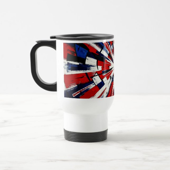 Taza De Viaje Supernova Pop – Explosión Geométrica Abstracta (Izquierda)