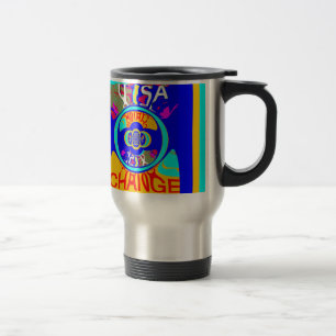Taza De Viaje Surco psicodélico: energía abstracta de arte pop