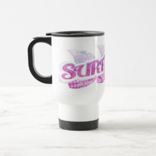 Taza de viaje "Surf's Up" surfistas rosa y morado