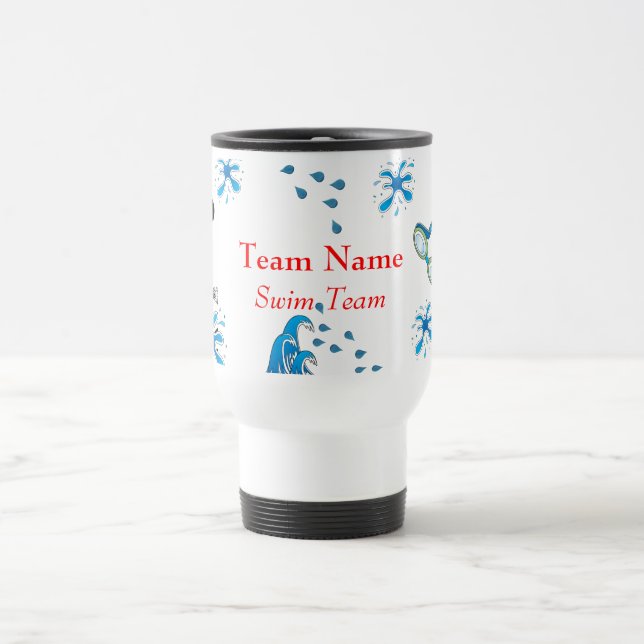 Taza De Viaje Swim Team Personalizable Travel Mug (Centro)