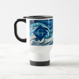 Taza De Viaje Swirls de invierno ondulado y azul y escarpado per