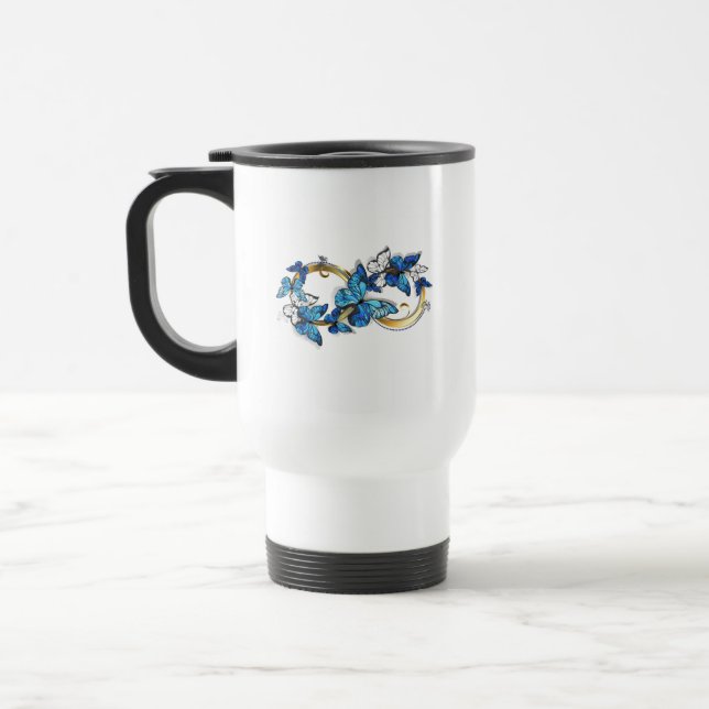 Taza De Viaje Symbol Infinity of Blue Morpho Butterflies (Izquierda)