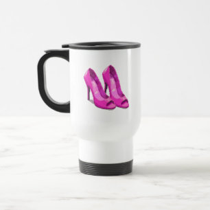 Taza De Viaje Tacones Altos Rosas Estilo Pixel Art de 64 Bits