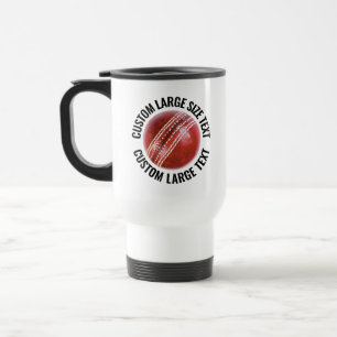 Taza De Viaje Tamaño Grande Texto Personalizado Blanco Cricket P
