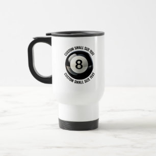 Taza De Viaje Tamaño Pequeño Texto Personalizado Blanco Bola 8 P