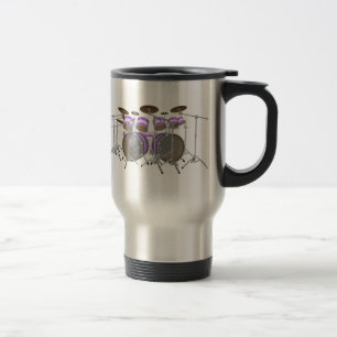 Taza De Viaje Tambores: Kit de tambor morado y blanco: Modelo 3D