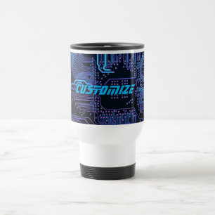 Taza De Viaje Tarjeta de circuito electrónico azul del Personali