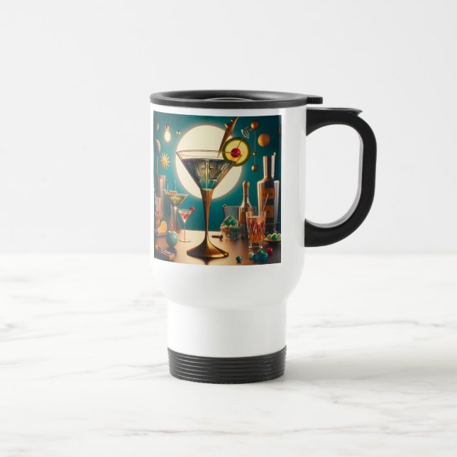Taza De Viaje Tarjeta de circuito futurista atómico Martini (Derecha)