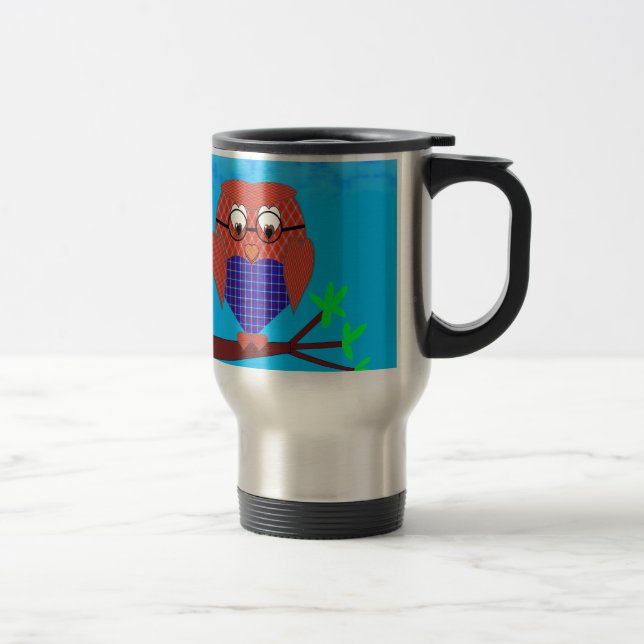 Taza De Viaje Tartán y búho cardíaco (Derecha)