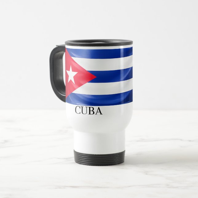 TAZA DE VIAJE TASA CON VANDERA DE CUBA (Anverso izquierdo)