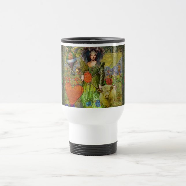 Taza De Viaje Taurus clásico retrato de mujer gótica (Centro)