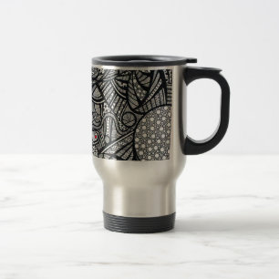 Taza De Viaje Taza blanco y negro abstracta del viaje