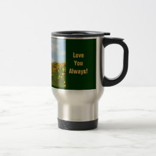 Taza De Viaje ¡Taza de Mamá! Flores Amapolas Cielo Azul Te Quier