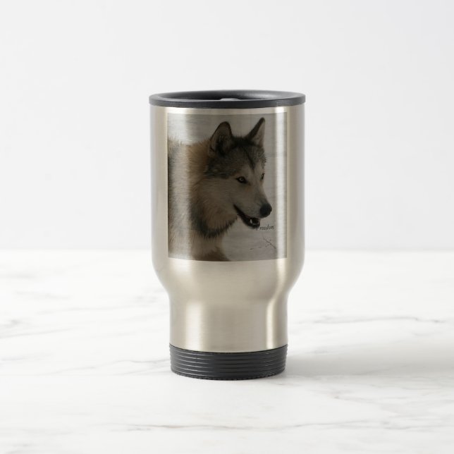 Taza De Viaje Taza del viaje del lobo gris (Centro)