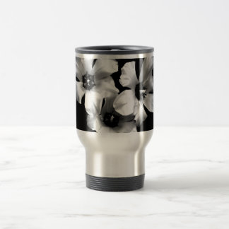 Taza De Viaje Taza floral blanco y negro del viaje