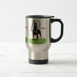 Taza De Viaje Taza negra del viaje del Pinscher del Doberman