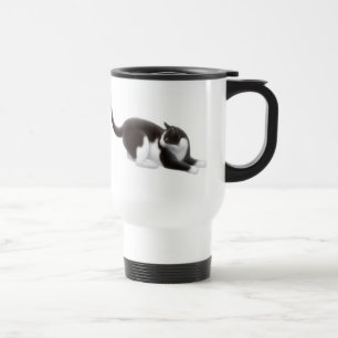 Taza De Viaje Taza negra y blanca del viaje del gato