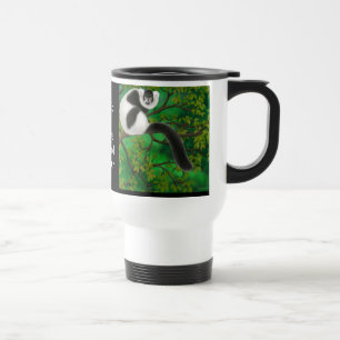 Taza De Viaje Taza superada blanco y negro del viaje del Lemur