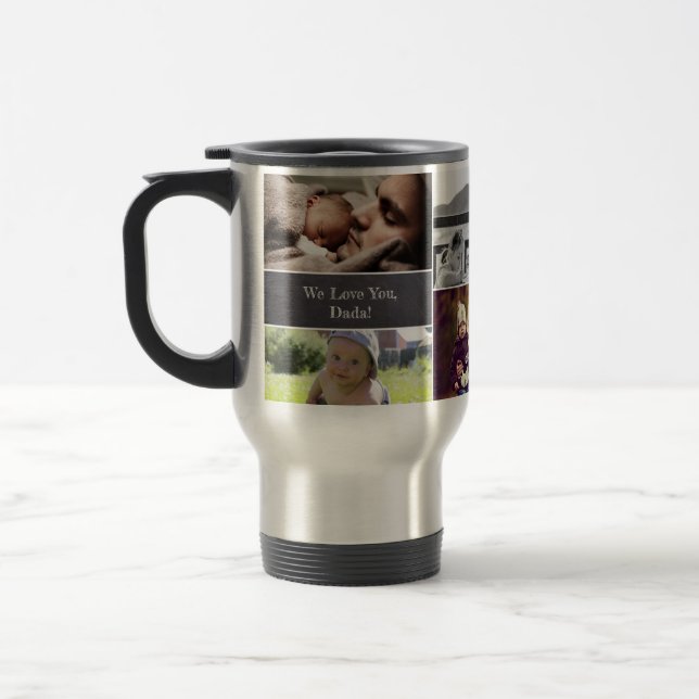 Taza De Viaje Te amamos el collage de fotos de Personalizable Da (Izquierda)