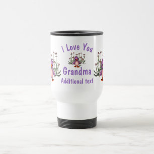Taza De Viaje Te Amo La Abuela Cute Flores De Aves Personalizada