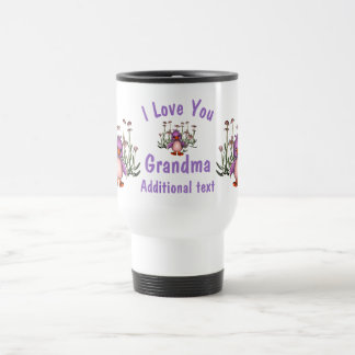 Taza De Viaje Te Amo La Abuela Cute Flores De Aves Personalizada