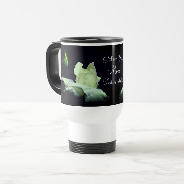 Taza De Viaje Te amo mamá White Rosebud Personalizado (Anverso izquierdo)