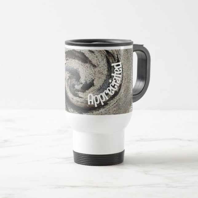 Taza De Viaje Te Aprecian Empleado Rústico De Mosaico Marrón (Anverso derecho)