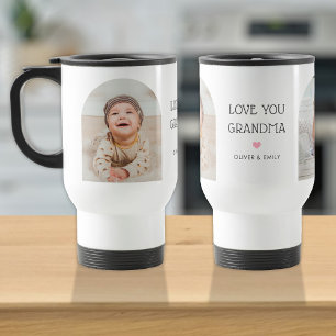 Taza De Viaje Te queremos abuela Nana 2 Photo Arch & Name