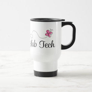 Taza De Viaje Tecnología rosada linda del laboratorio de la