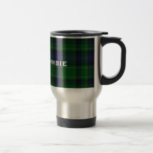 Taza De Viaje Tela escocesa de tartán azul y verde elegante de
