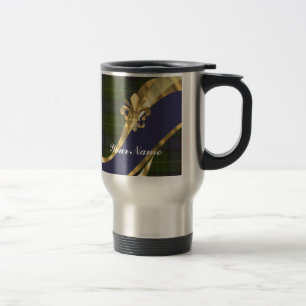 Taza De Viaje Tela escocesa de tartán verde y azul