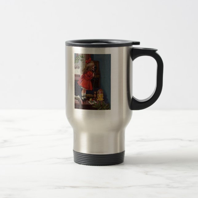 Taza De Viaje Teléfono Antiguo Niña de Navidad (Derecha)