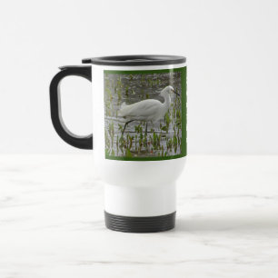 Taza De Viaje Tema De La Naturaleza De La Foto De Egret Blanco E