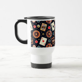 Taza De Viaje tema de patrón de casino en negro